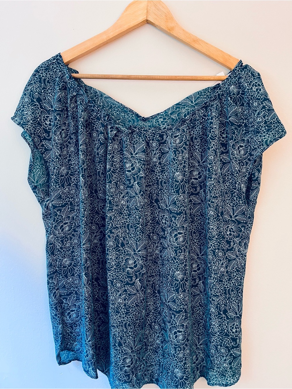LC Lauren Conrad Teal Floral Off-Shoulder Tunic, Women’s Top, Size XL